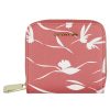 Ladies Accessories Cromia | Cromia Small Zip Around Wallet Of Pink Leather With White Flower Pattern 26A1181