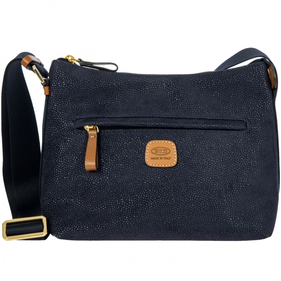 Ladies Bags BRIC'S | Bric'S Life Small Blue-Navy Crossbody Shoulder Bag Of Resistant Fabric Made In Italy Blf05802.396