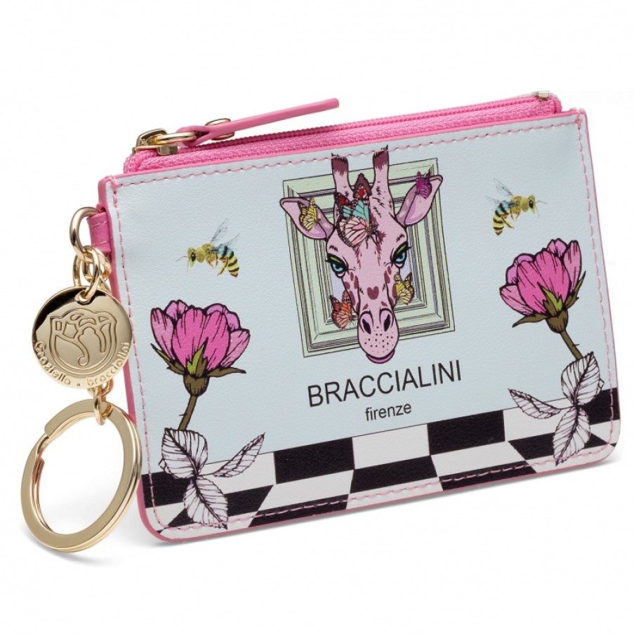 Ladies Accessories Braccialini | Braccialini Keyring With Pouch Holder With Zipper, Animal Fantasy Theme B13799