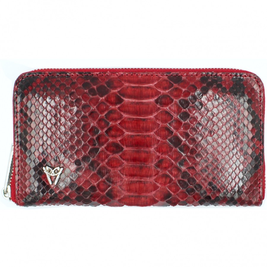 Ladies Accessories GHIBLI | Ghibli Women'S Wallet Of Handpainted Red Real Python Leather 1355