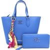 Ladies Bags ERMANNO Ermanno Scervino | Ermanno Ermanno Scervino Women'S Fashion Blue Leather Shopper Bag & Wallet Made In Italy 1240031012600086