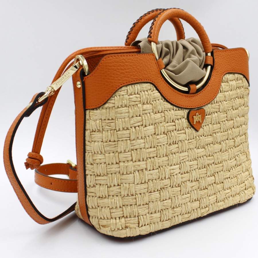 Ladies Bags Cuoieria Fiorentina | Cuoieria Fiorentina Mini Bag Of Straw And Genuine Leather, Natural Color, Made In Italy 5661385