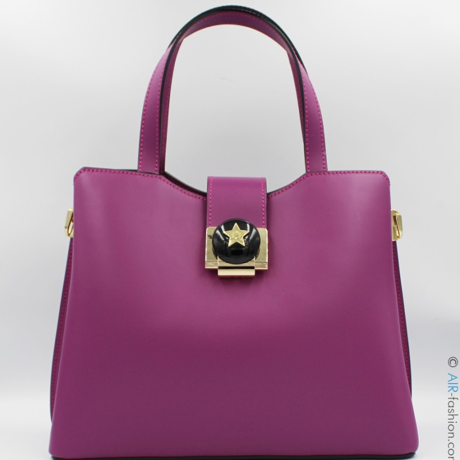 Ladies Bags M*BRC | M*Brc Fuchsia Leather Handbag + Scarf As A Gift, Made In Italy F230_Amarena