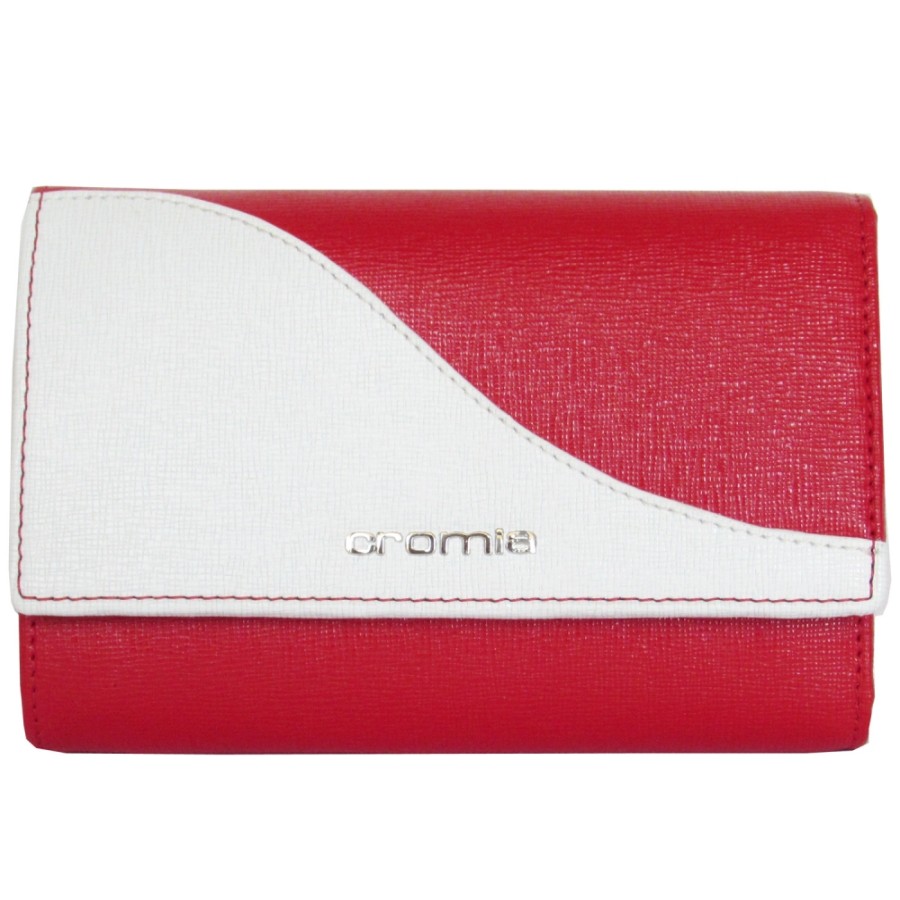 Ladies Accessories CROMIA | Cromia Women'S Red And White Leather Wallet Made In Italy 2620519-Red