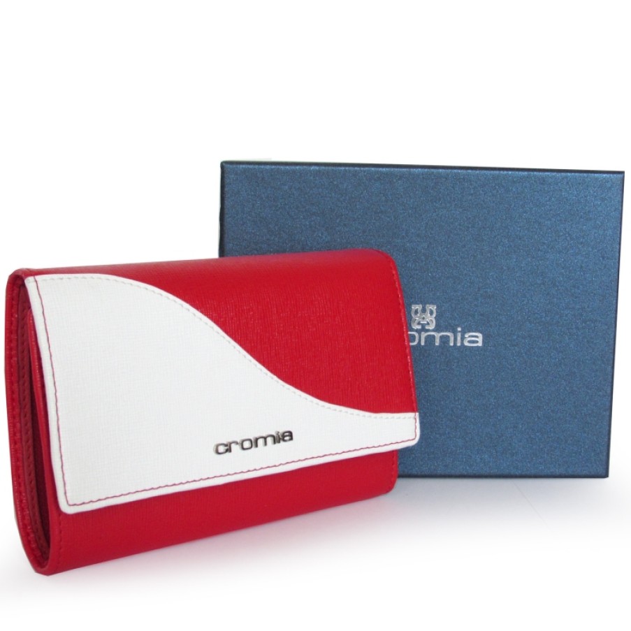 Ladies Accessories CROMIA | Cromia Women'S Red And White Leather Wallet Made In Italy 2620519-Red