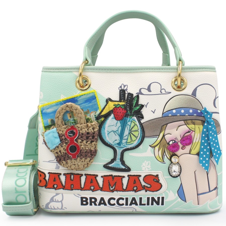 Ladies Bags Braccialini | Braccialini Cartoline Small Tote Bag, Bahamas B17080-Yy