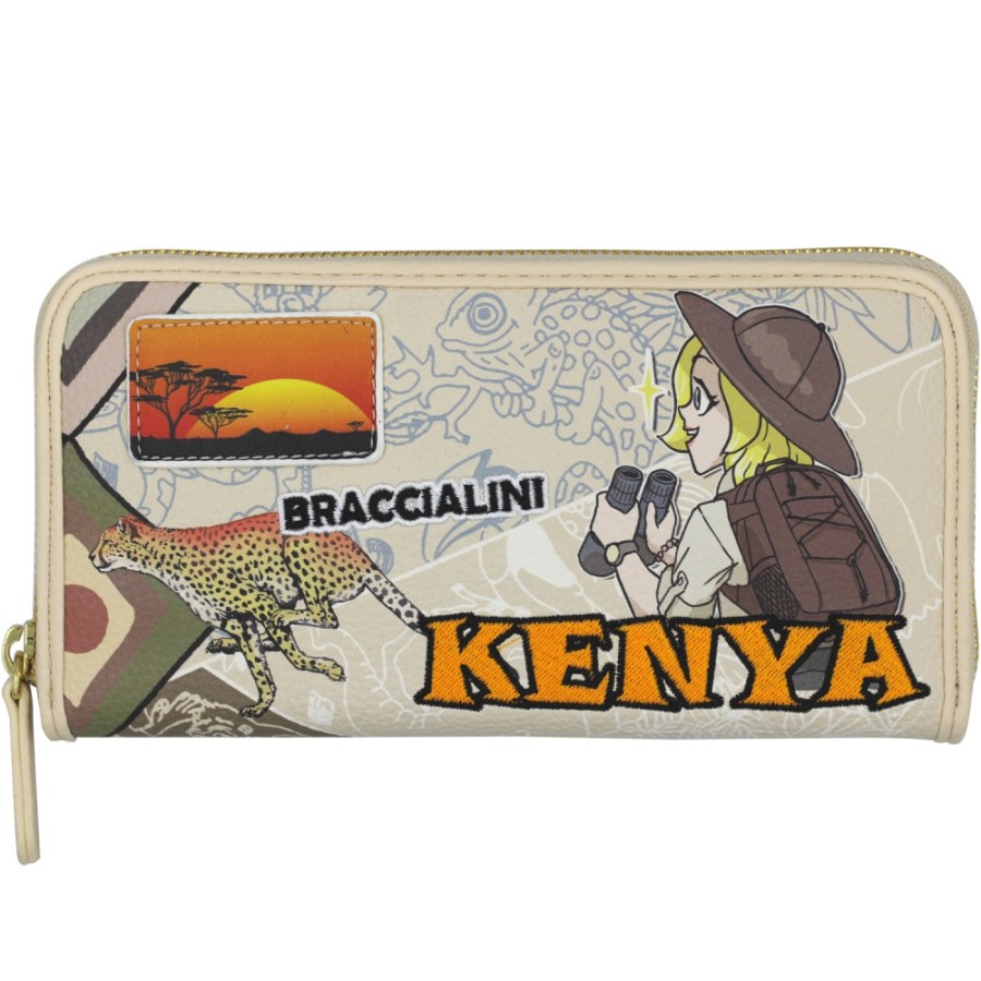 Ladies Accessories Braccialini | Braccialini Cartoline Zip-Around Wallet, Kenya B17088_126-Ca-818-Uni