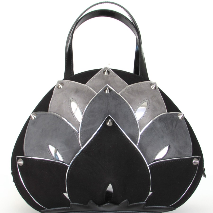 Ladies Bags Braccialini | Braccialini Designer Leather Handbag Lotus Flower Theme B11181