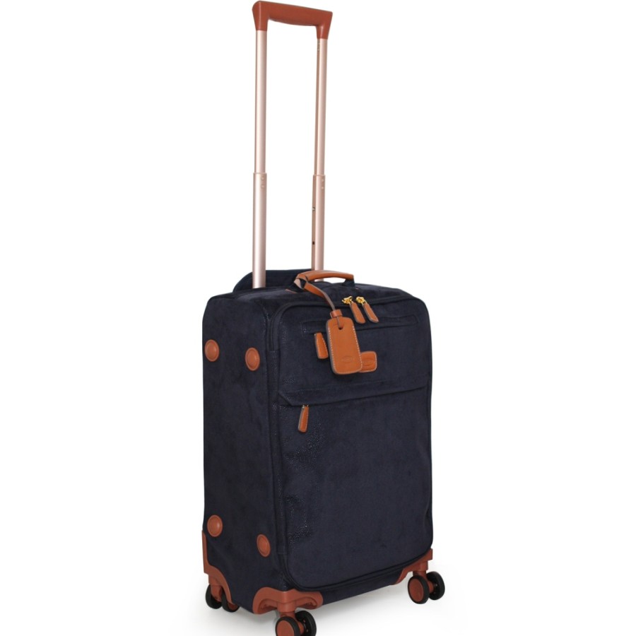 Luggage: Travel Bags And Suitcases BRIC'S | Bric'S Life Dark Blue Soft Side Carry-On Spinner Trunk, 4 Wheels, S 21 Blf58117.396