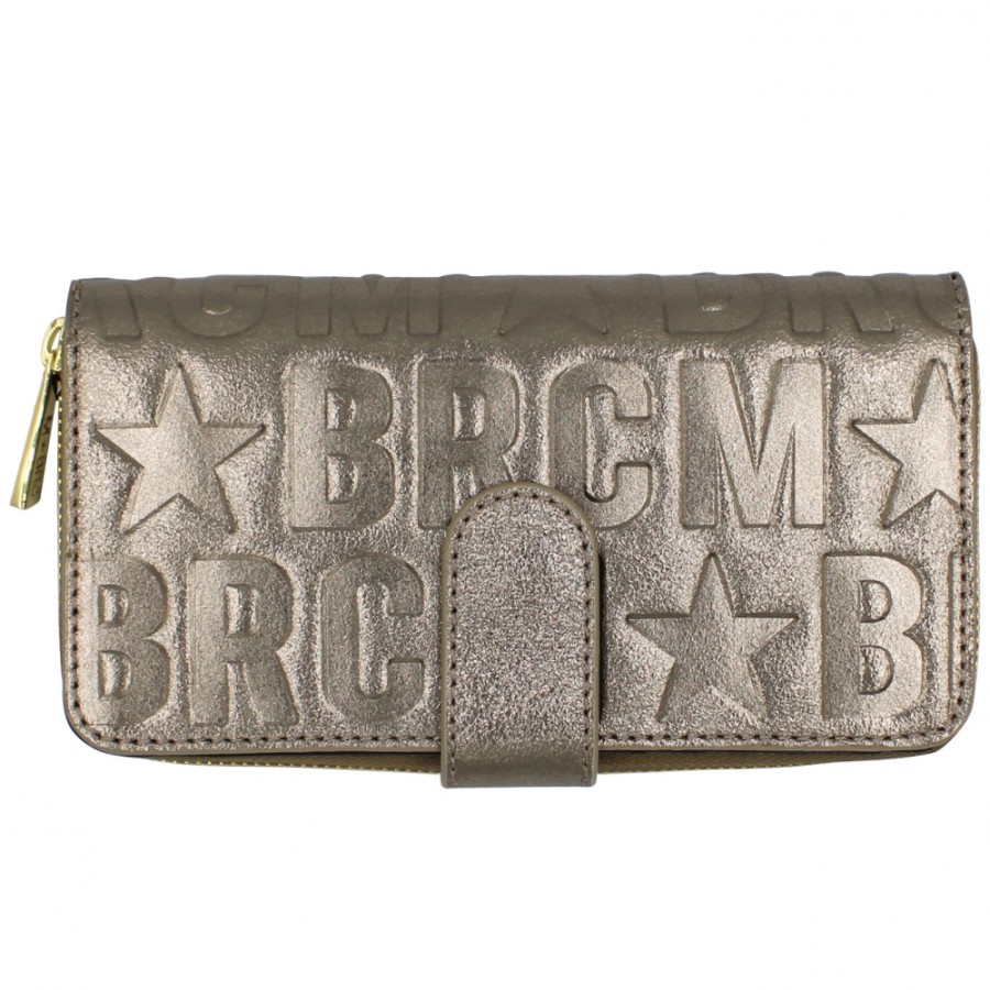 Ladies Accessories M*BRC | M*Brc Women'S Gold-Colored Leather Multipocket Wallet, Made In Italy F614_Canna