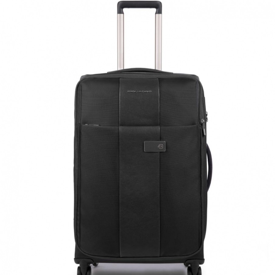 Luggage: Travel Bags And Suitcases PIQUADRO | Piquadro Medium Trolley Suitcase 4 Wheels Of Black Nylon With Zip And Combination Lock Bv4733Br/N