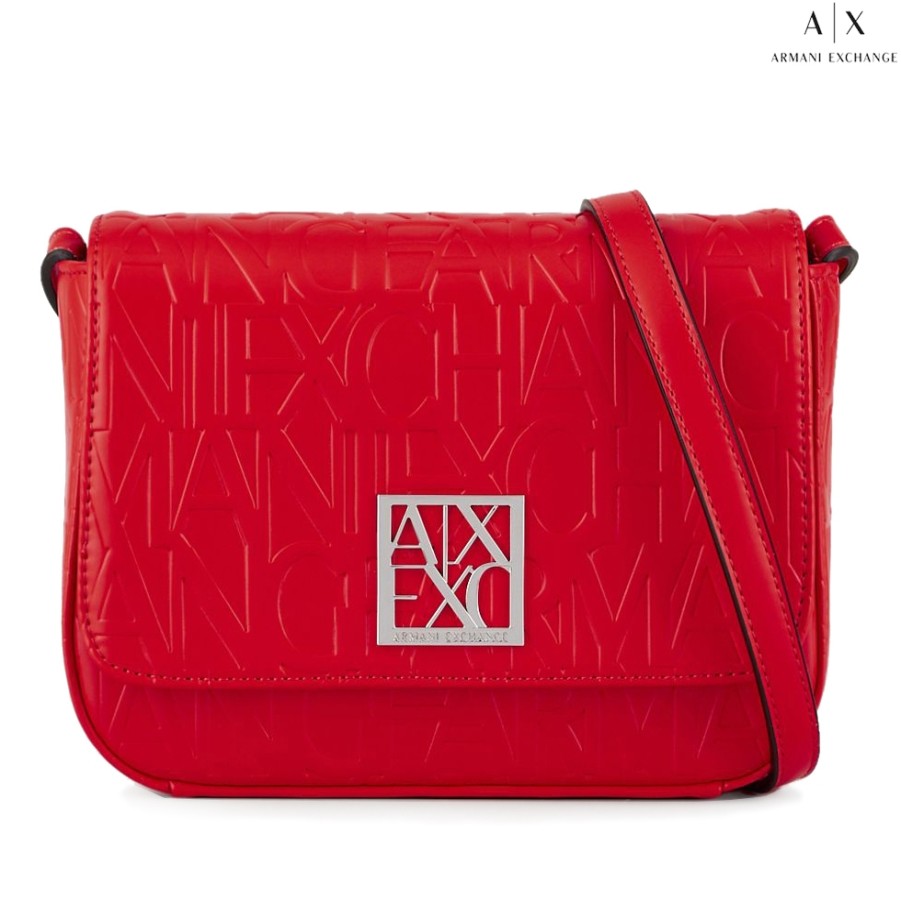 Ladies Bags Armani Exchange | Armani Exchange Crossbody Shoulder Bag With Flap, Matt Red Color 942648-Cc793-Red