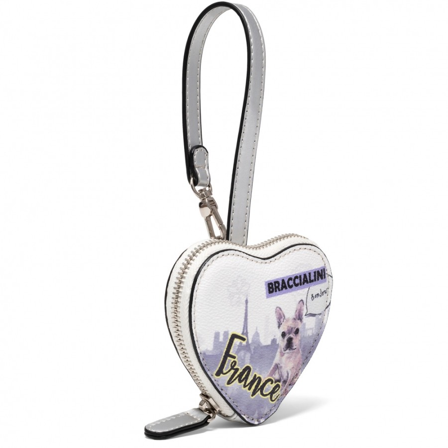 Ladies Accessories Braccialini | Braccialini Designer Pendant - Coin Purse With Paris Prints, White Color B16409