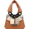 Ladies Bags Cromia | Cromia Two-Tone Tan-White Leather Handbag, Made In Italy 1405414