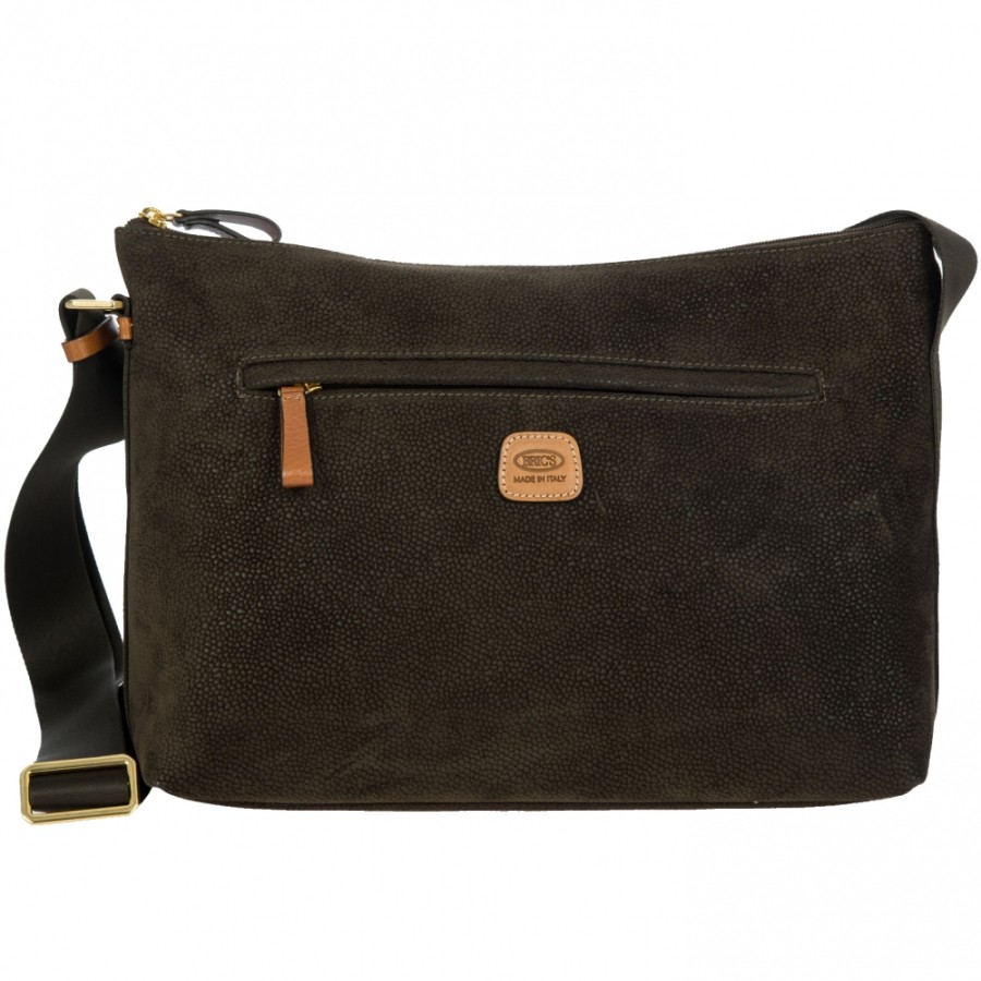 Ladies Bags BRIC'S | Bric'S Life Shoulder Bag Of Stain-Resistant Fabric, Olive Color, Made In Italy Blf05801.378