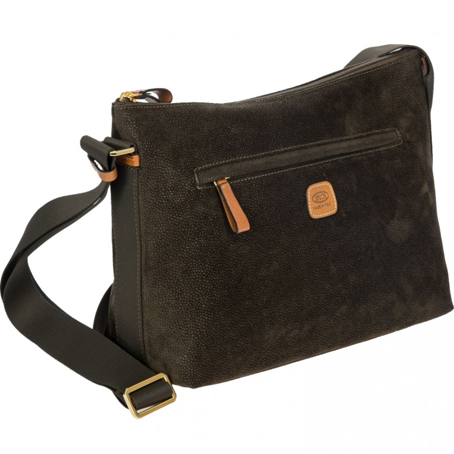 Ladies Bags BRIC'S | Bric'S Life Shoulder Bag Of Stain-Resistant Fabric, Olive Color, Made In Italy Blf05801.378