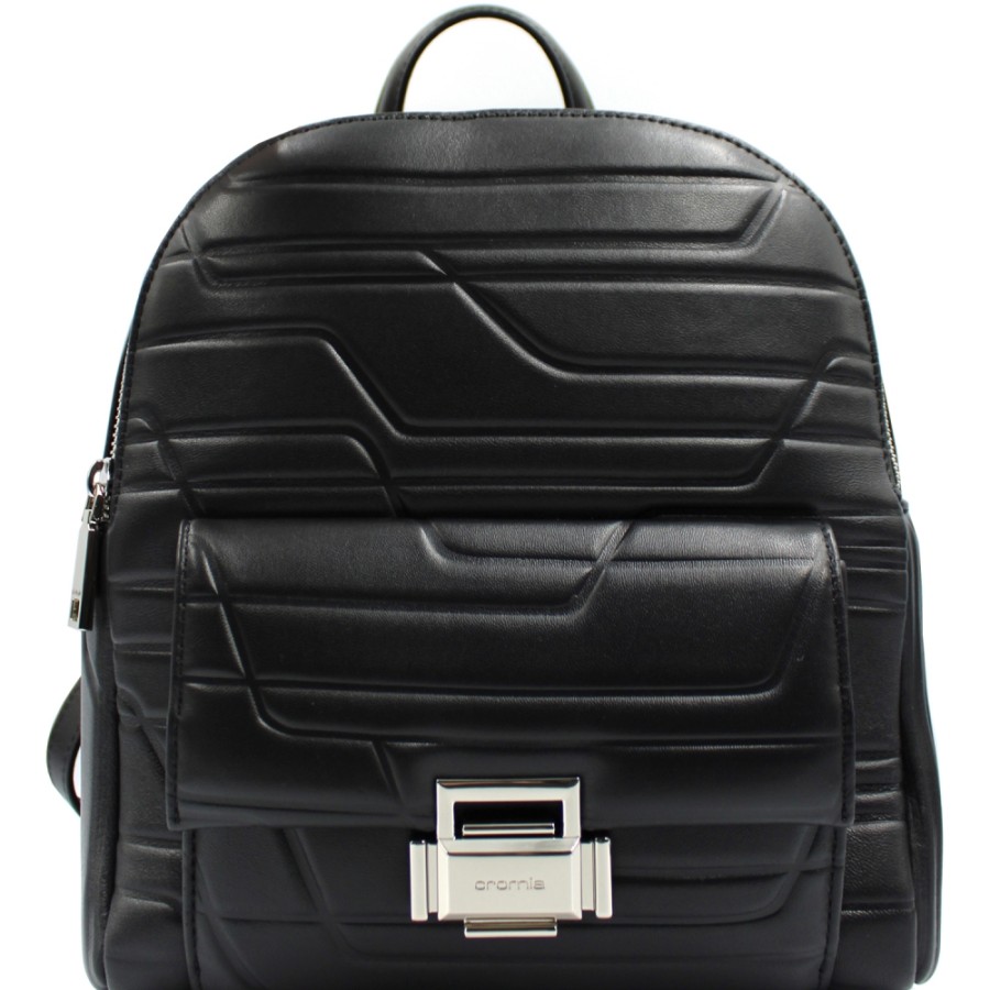 Ladies Bags Cromia | Cromia Women'S Fashionable Urban Style Backpack Of Soft Black Leather Made In Italy 1404389