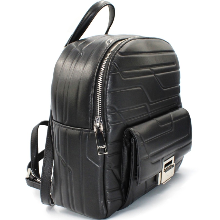 Ladies Bags Cromia | Cromia Women'S Fashionable Urban Style Backpack Of Soft Black Leather Made In Italy 1404389