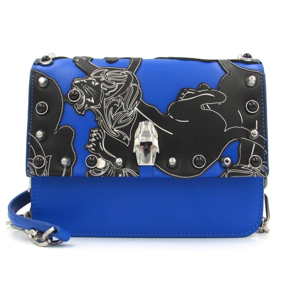 Ladies Bags Cavalli CLASS | Cavalli Class Blue Mini Bag With Applique Of Lion In Ancient Greek Style C83Pwcrr0052080