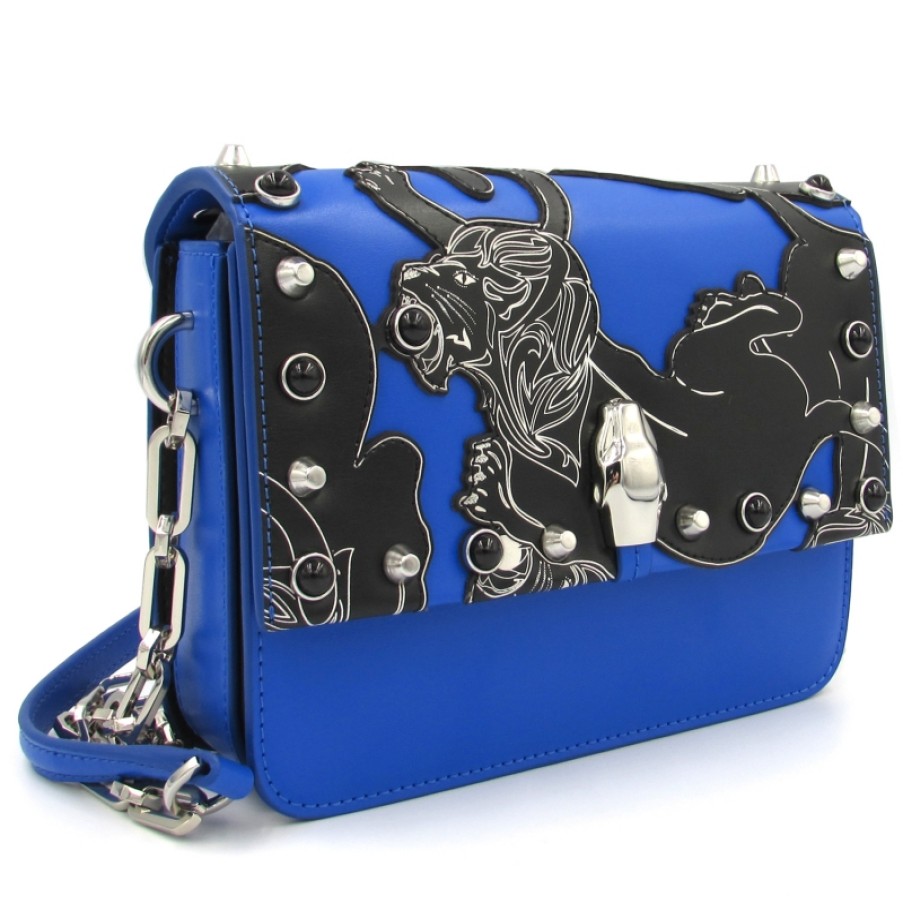 Ladies Bags Cavalli CLASS | Cavalli Class Blue Mini Bag With Applique Of Lion In Ancient Greek Style C83Pwcrr0052080