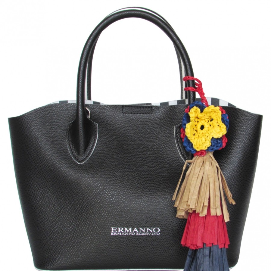 Ladies Bags ERMANNO Ermanno Scervino | Ermanno Ermanno Scervino Nadine Black Leather Mini Tote Bag 12400157