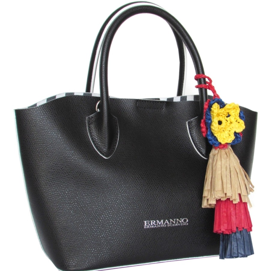 Ladies Bags ERMANNO Ermanno Scervino | Ermanno Ermanno Scervino Nadine Black Leather Mini Tote Bag 12400157