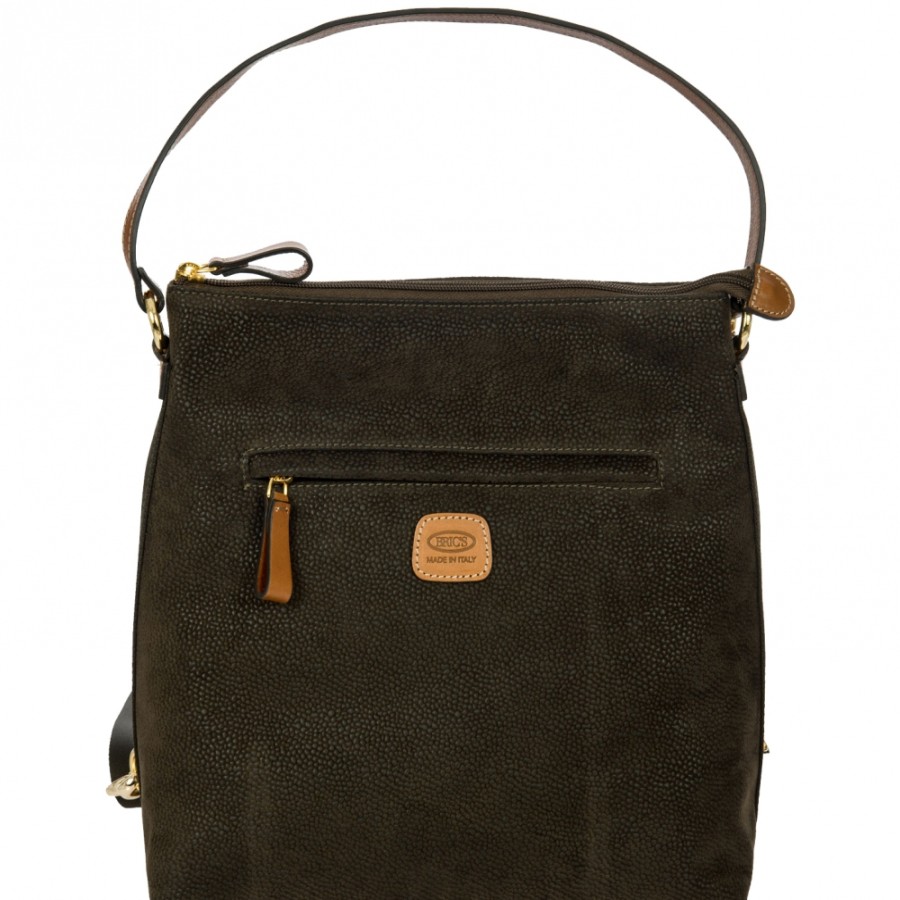 Ladies Bags BRIC'S | Bric'S Life Women'S Backpack Bag, Olive Color, Made In Italy Blf05807.378