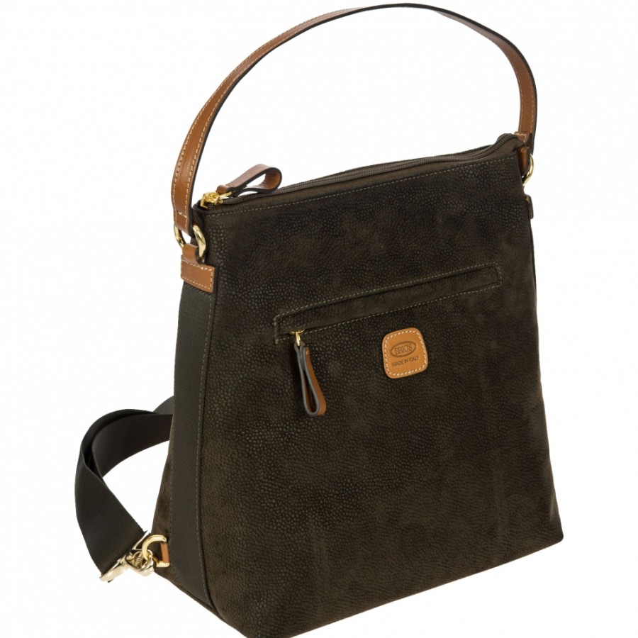 Ladies Bags BRIC'S | Bric'S Life Women'S Backpack Bag, Olive Color, Made In Italy Blf05807.378