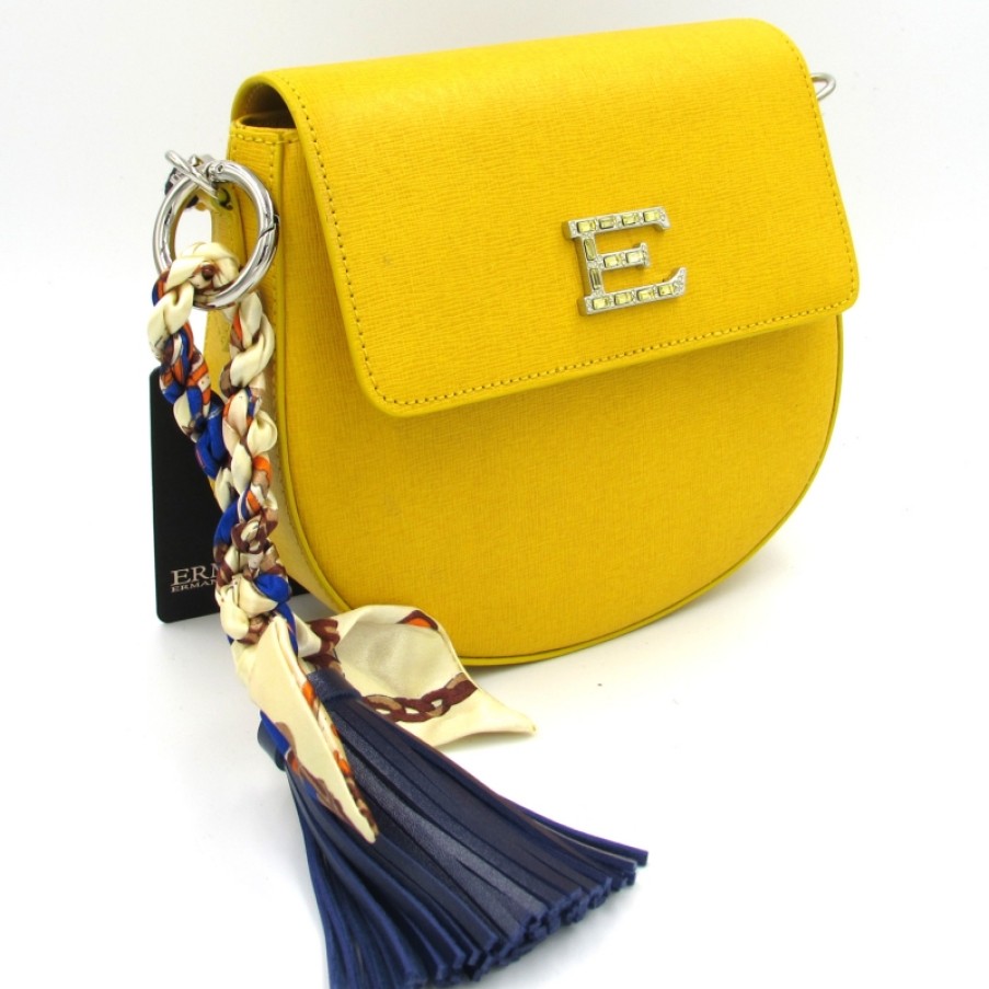 Ladies Bags ERMANNO Ermanno Scervino | Ermanno Ermanno Scervino Elegant Yellow Leather Saddle Shoulder Bag Made In Italy 12400316