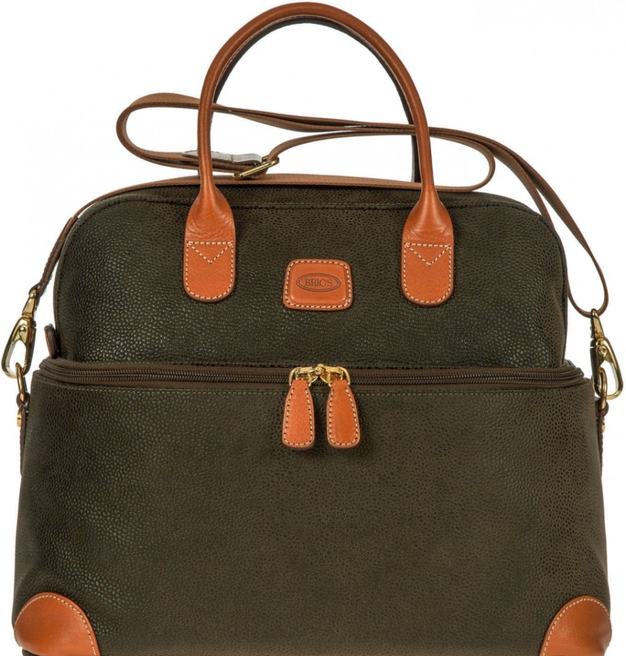 Luggage: Travel Bags And Suitcases BRIC'S | Bric'S Life Tote Bag With Upper Beauty-Case Of Olive-Colored Resistant Material Blf02530.378