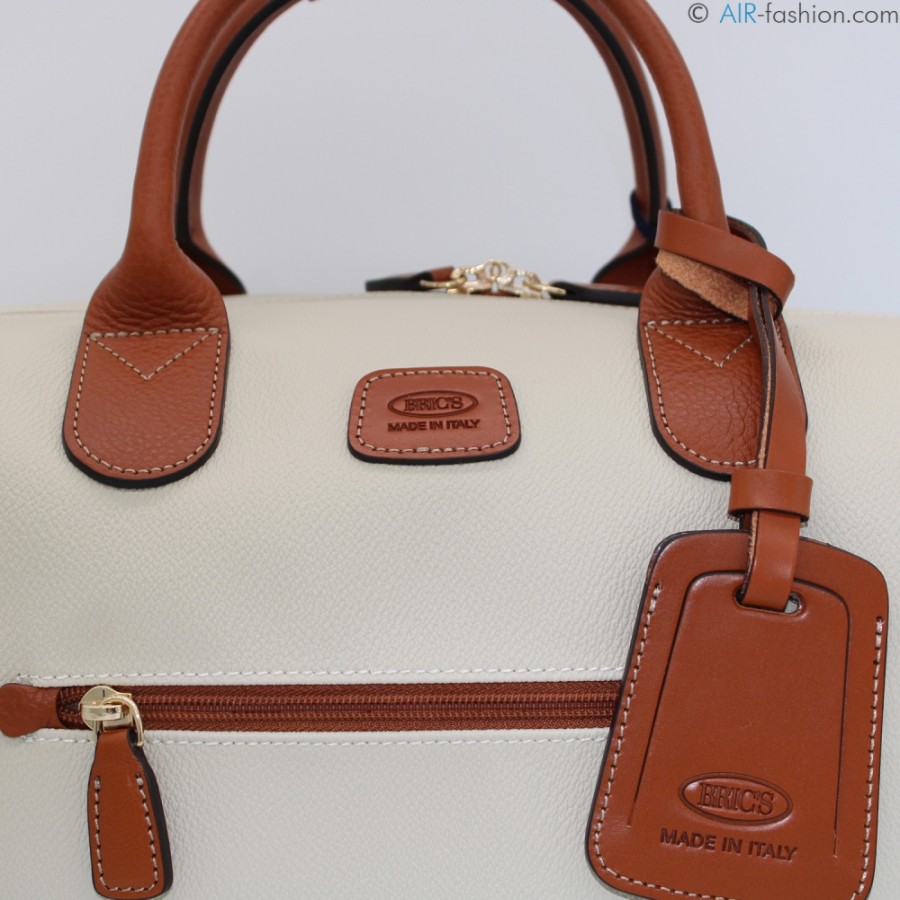 Luggage: Travel Bags And Suitcases BRIC'S | Bric'S Firenze Cream Colored Travel Bag With Brown Leather Details M Bbj20203.014