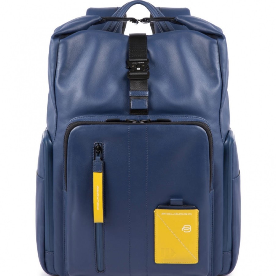 Mens Bags PIQUADRO | Piquadro Men'S Blue Leather Backpack For Laptop With Power Bank Slot Ca4789W97Bm/Blu2