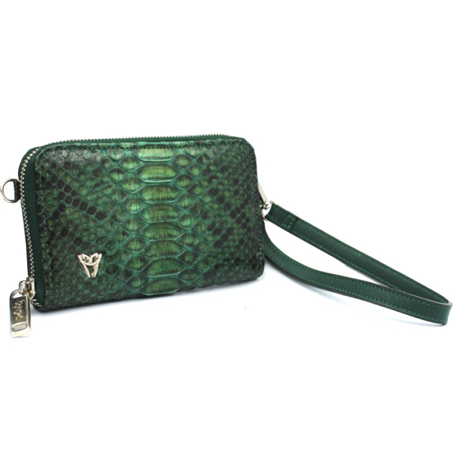 Ladies Accessories GHIBLI | Ghibli Green Clutch Bag - Phone Holder Of Real Python Leather 4610