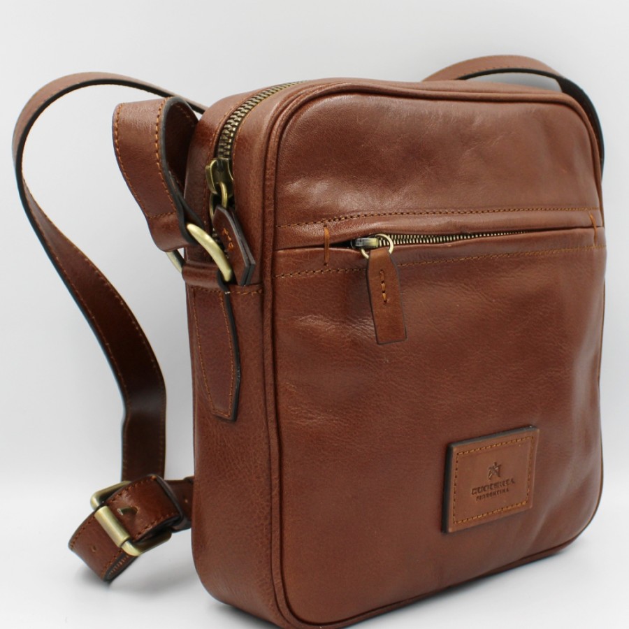 Mens Bags Cuoieria Fiorentina | Cuoieria Fiorentina Men'S Crossbody Small Bag Of Tuscan Stylized Vintage Brown Leather Bu00005732040