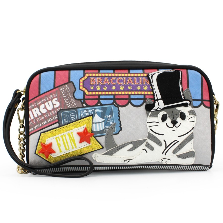 Ladies Bags Braccialini | Braccialini Clutch Bag With Applique Of Cute Cats, Circus Theme B14432