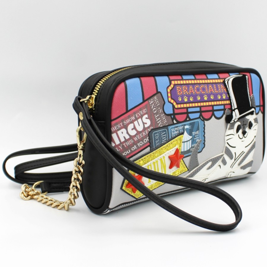 Ladies Bags Braccialini | Braccialini Clutch Bag With Applique Of Cute Cats, Circus Theme B14432