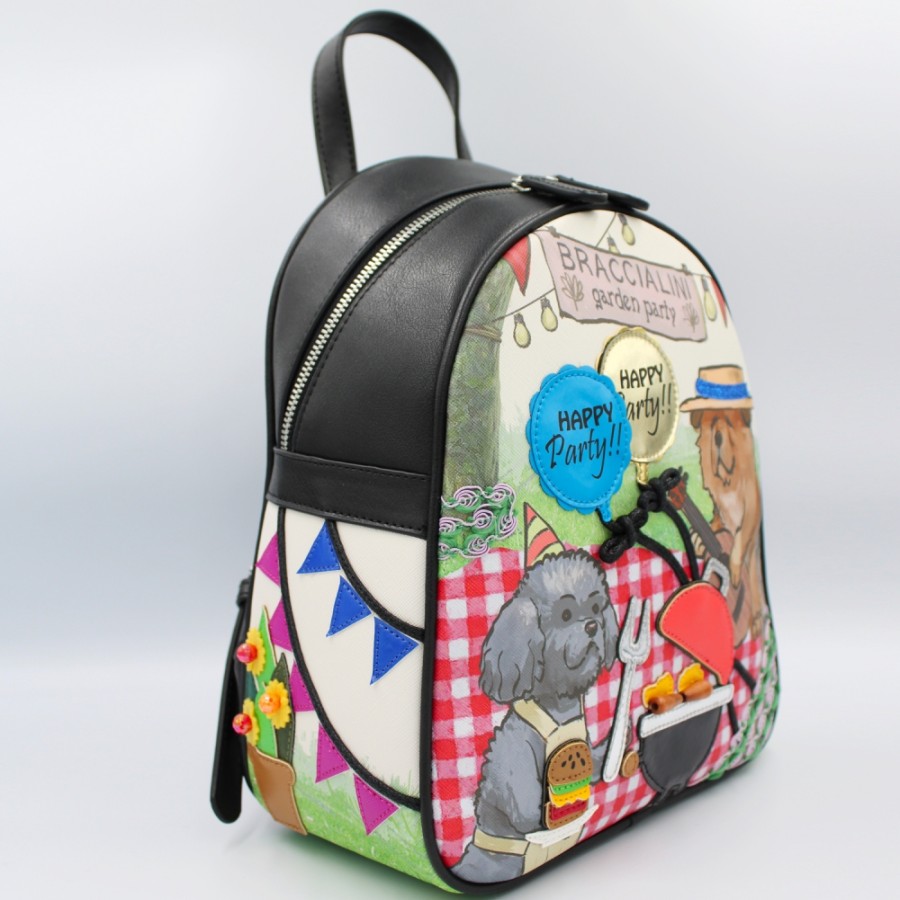 Ladies Bags Braccialini | Braccialini Women'S Creative Backpack With Applique Of Dogs At The Barbecue Party B14822