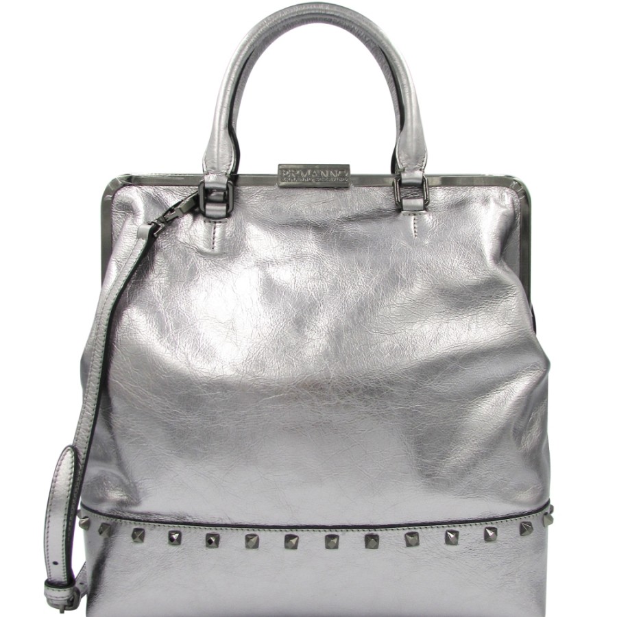 Ladies Bags ERMANNO Ermanno Scervino | Ermanno Ermanno Scervino Silver Metallic Leather Bag With Studs Retro-Modern Style 12400464Silver