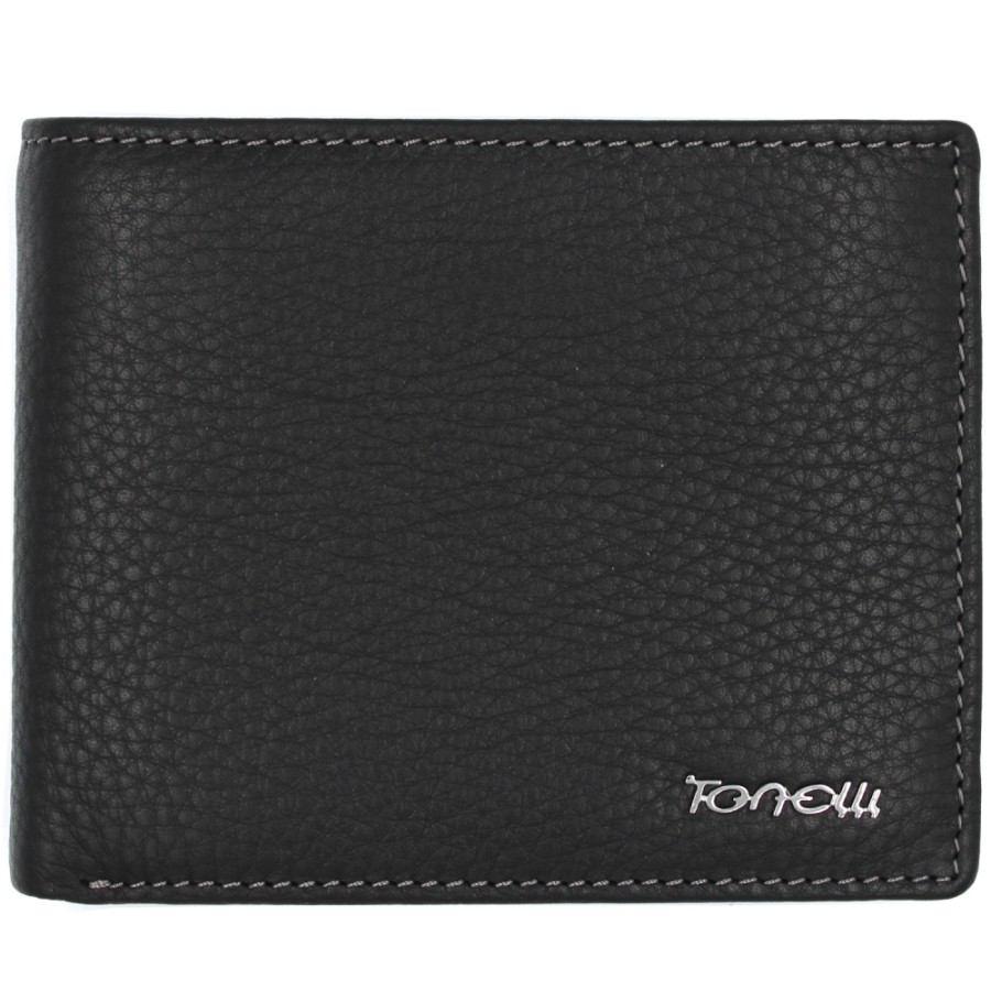 Mens Accessories Tonelli Uomo | Tonelli Uomo Genuine Black Leather Men'S Wallet 2864