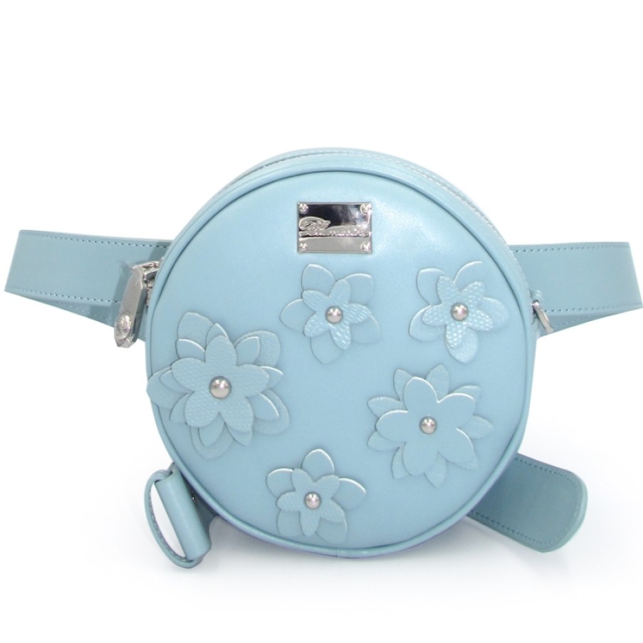 Ladies Bags Blumarine | Blumarine Light Blue Leather Waist Bag With Detachable Shoulder Strap B91Pwb880052284