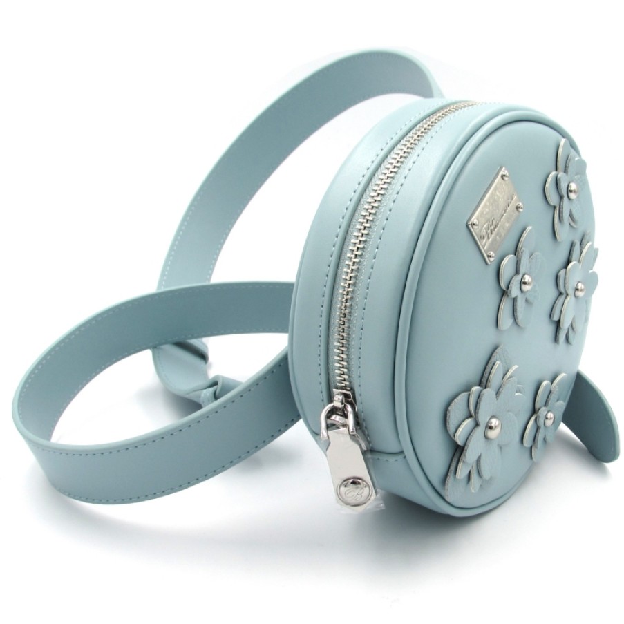 Ladies Bags Blumarine | Blumarine Light Blue Leather Waist Bag With Detachable Shoulder Strap B91Pwb880052284