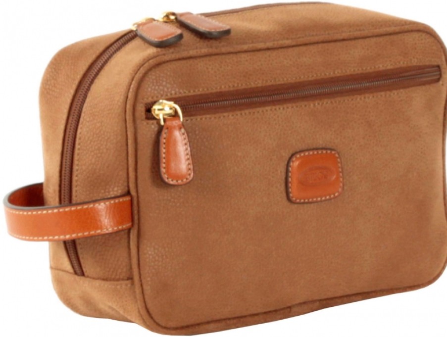 Luggage: Travel Bags And Suitcases BRIC'S | Bric'S Beauty-Case Travel Cosmetic Bag Of Resistant Fabric & Leather Tan Color Blf00601.216