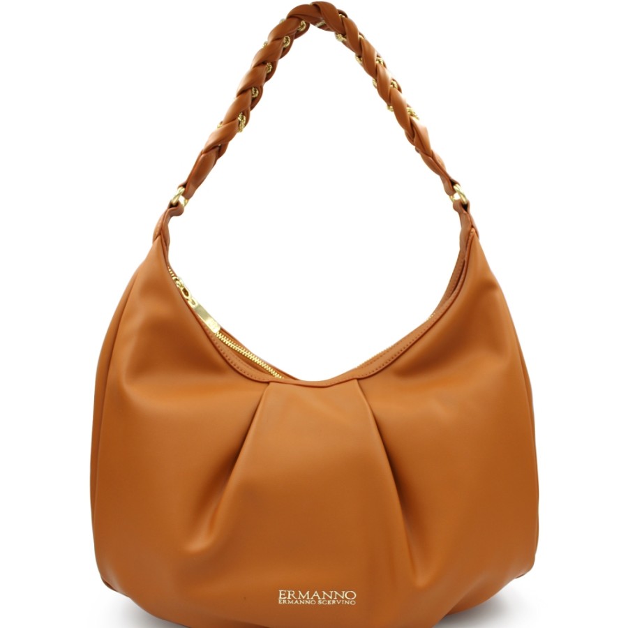 Ladies Bags ERMANNO Ermanno Scervino | Ermanno Ermanno Scervino Women'S Soft Brown Hobo Bag 12401255