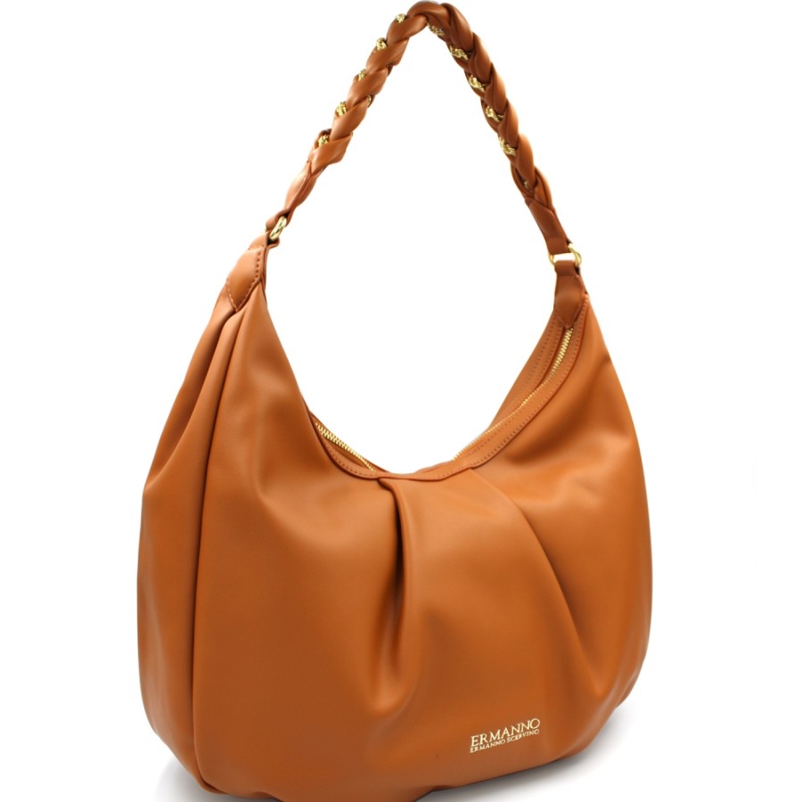 Ladies Bags ERMANNO Ermanno Scervino | Ermanno Ermanno Scervino Women'S Soft Brown Hobo Bag 12401255